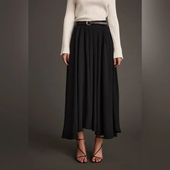 NWT 12th Tribe Black Midi Skirt Medium - Picture 1 of 13